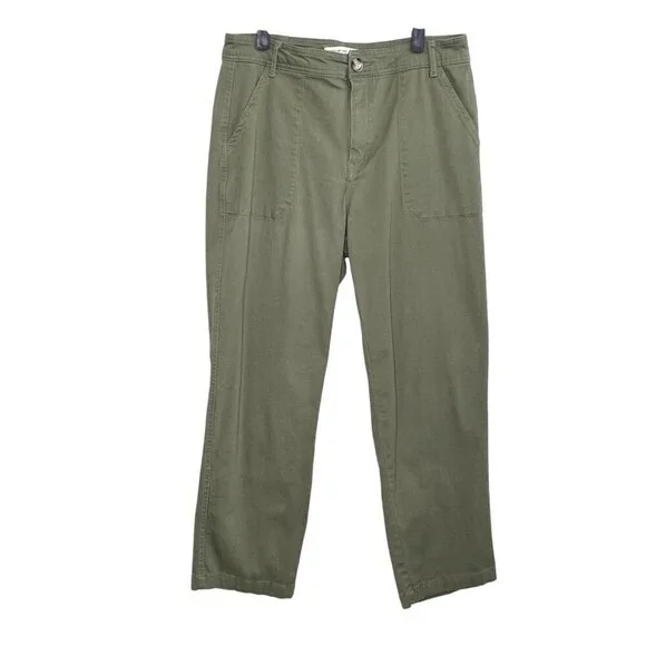 Elizabeth & James Winter Moss Green Utility Cropped Pants Size 10 - Picture 5 of 11